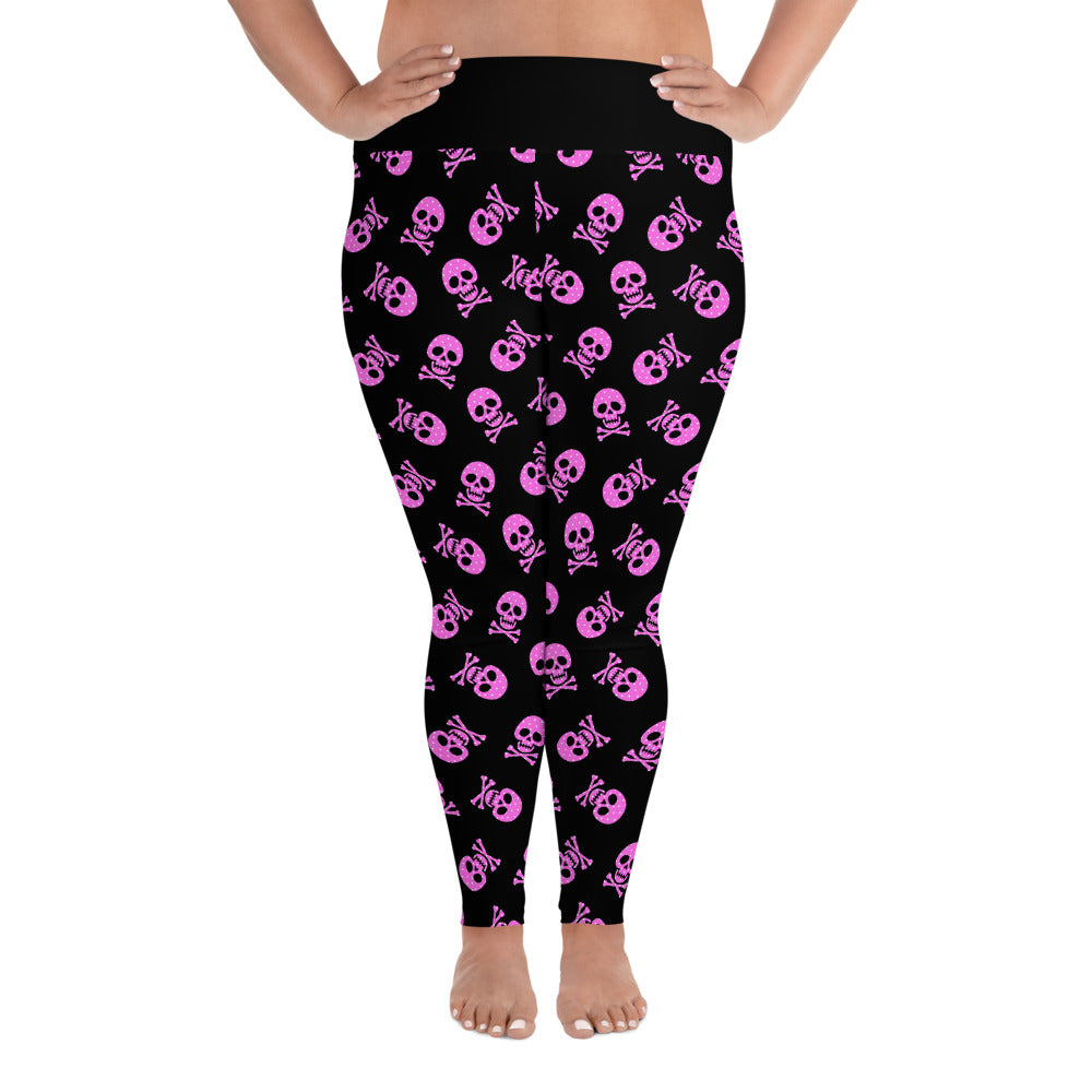 Damen-Leggings mit gepunktetem Totenkopf-Print in Übergröße