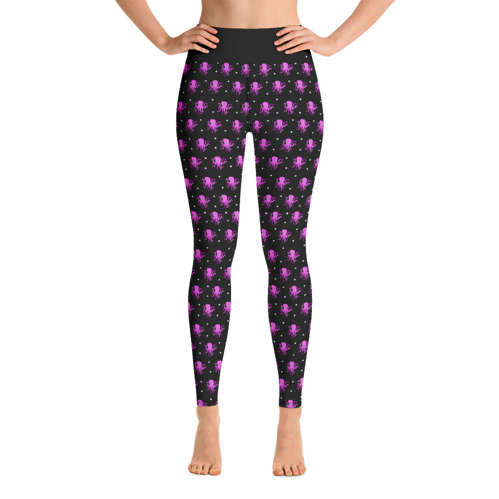 Yoga Pink & Black Octopus Damen Leggings
