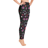 Schwarze Retro-Tattoo-lange Damen-Yoga-Leggings