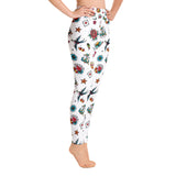Retro-Tattoo-Druck, Allover-Print, Yoga-Damen-Leggings in voller Länge