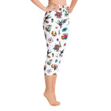 Retro-Tattoo-Allover-Print-Yoga-Capri-Damen-Leggings