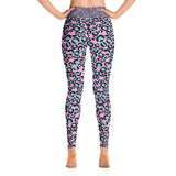 Damen-Yoga-Leggings mit Leopardenmuster in Rosa und Türkis
