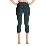 Teal Leopard Print Yoga Capri Leggings