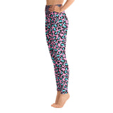 Damen-Yoga-Leggings mit Leopardenmuster in Rosa und Türkis