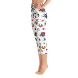 Retro-Tattoo-Allover-Print-Yoga-Capri-Damen-Leggings