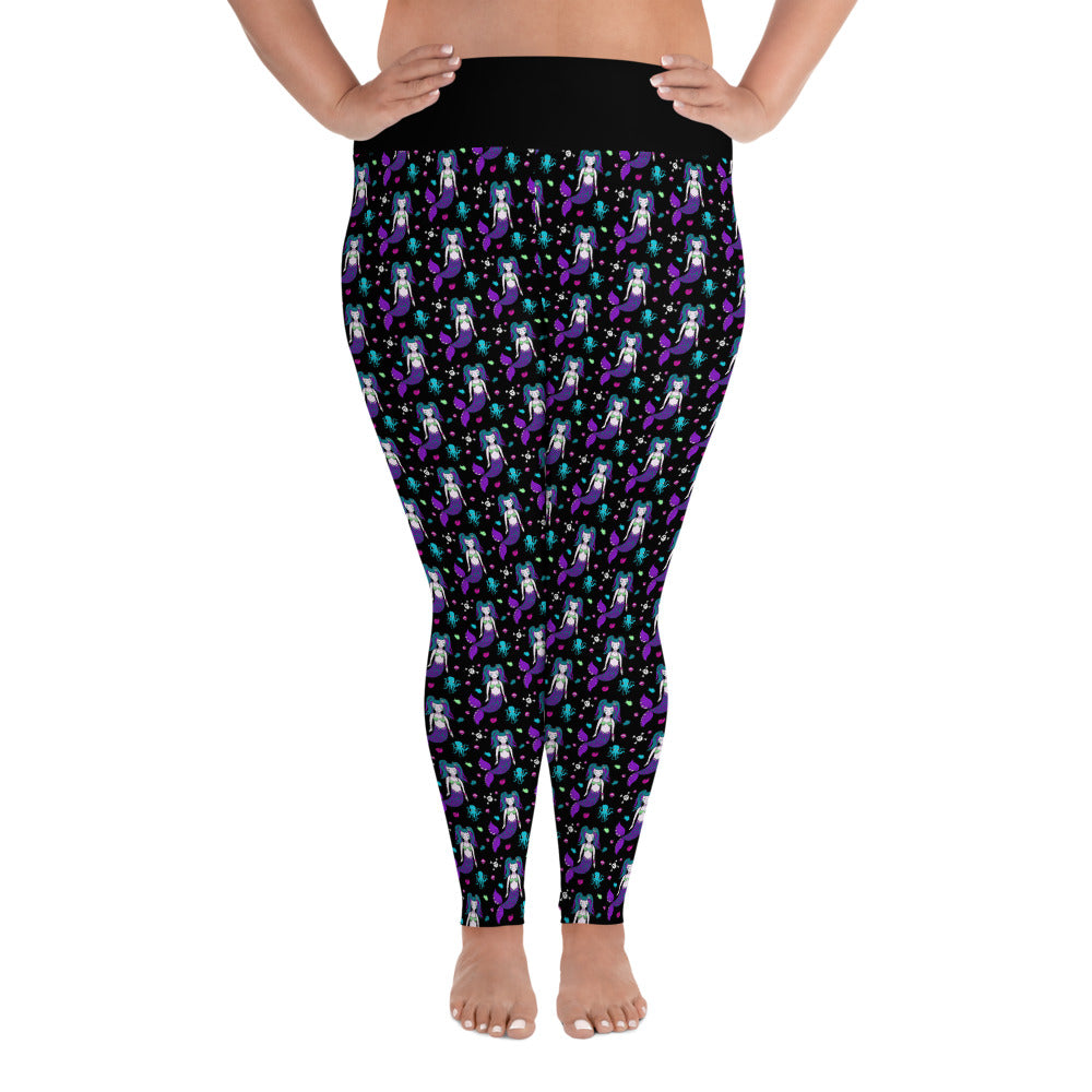 Gotische Meerjungfrau-Allover-Print-Damen-Leggings in Übergröße