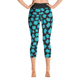 Türkisfarbene Katzengesicht-Yoga-Capri-Damen-Leggings
