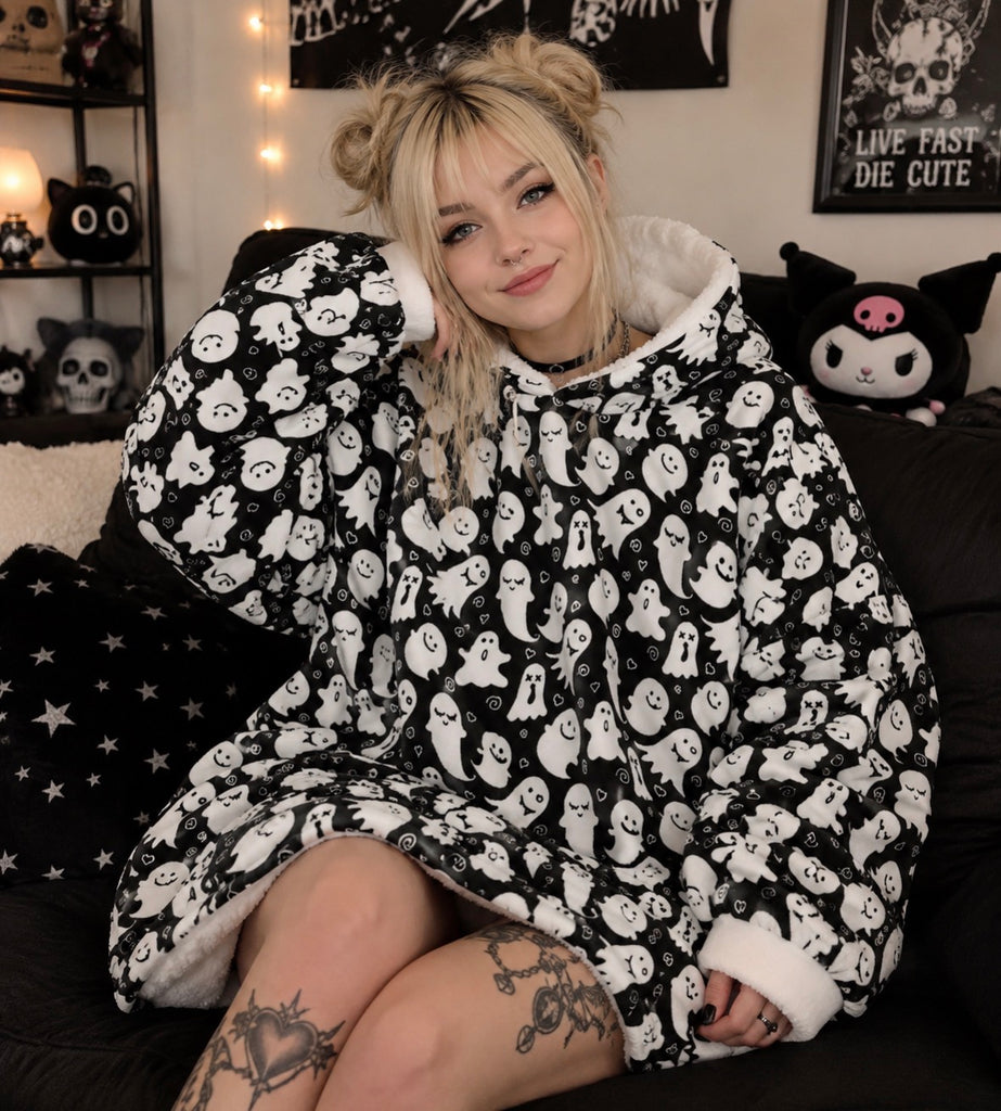 Cute Ghost Blanket Hoodie Adults & Kids Sizes