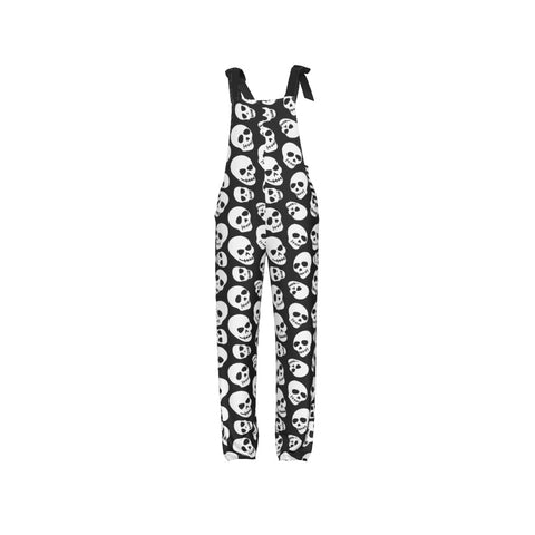 Black and White Skull Print Ladies Dungarees Overalls Gothic