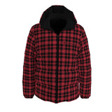 Red Plaid Winter Padded Down Coat Waterproof Unisex XS to 6XL