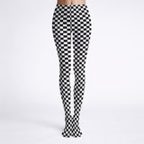 Black and White Checkered Print Tights