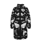 Long Spooky Celestial Witchy Goth Moth Winter Padded Down Coat Waterproof Unisex XS to 4XL