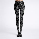 Black White Roses Statement Tights