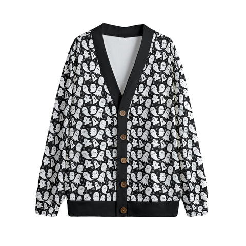 Black and White Spooky Cute Ghost Cardigan