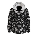 Spooky Celestial Witchy Goth Moth Winter Padded Down Coat Waterproof Unisex XS to 6XL