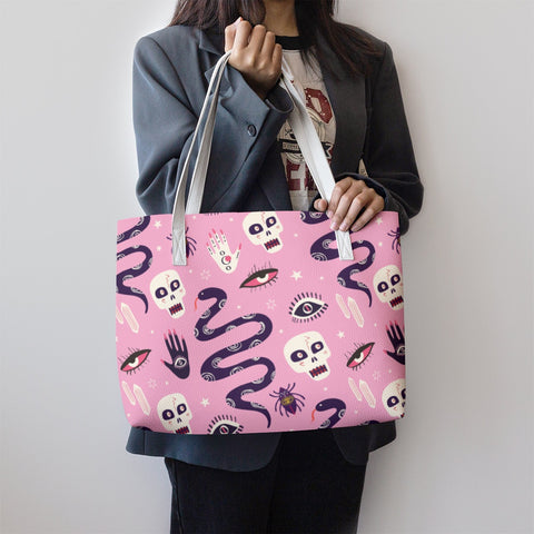 Pink Skull & Snake Alternawear Ladies Everyday Handbag Tote Bag