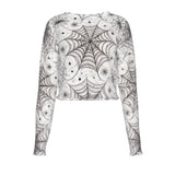 Spiderweb Crop Mesh Top Long Sleeved