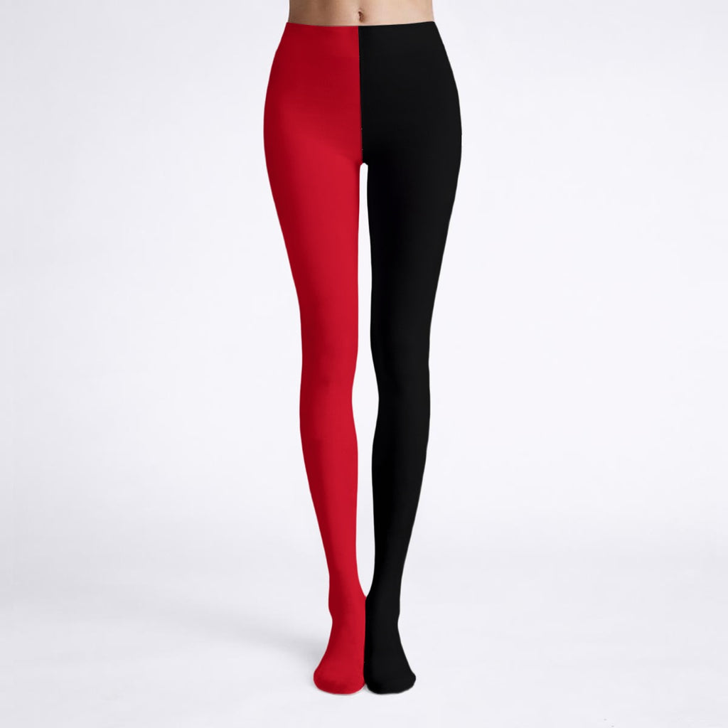 Red and black tights on a white background