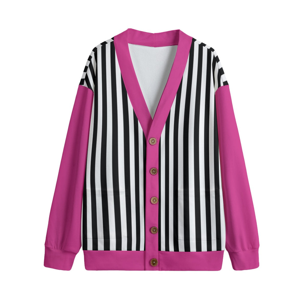 Pink with Black and White Stripes Cardigan