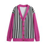Pink with Black and White Stripes Cardigan
