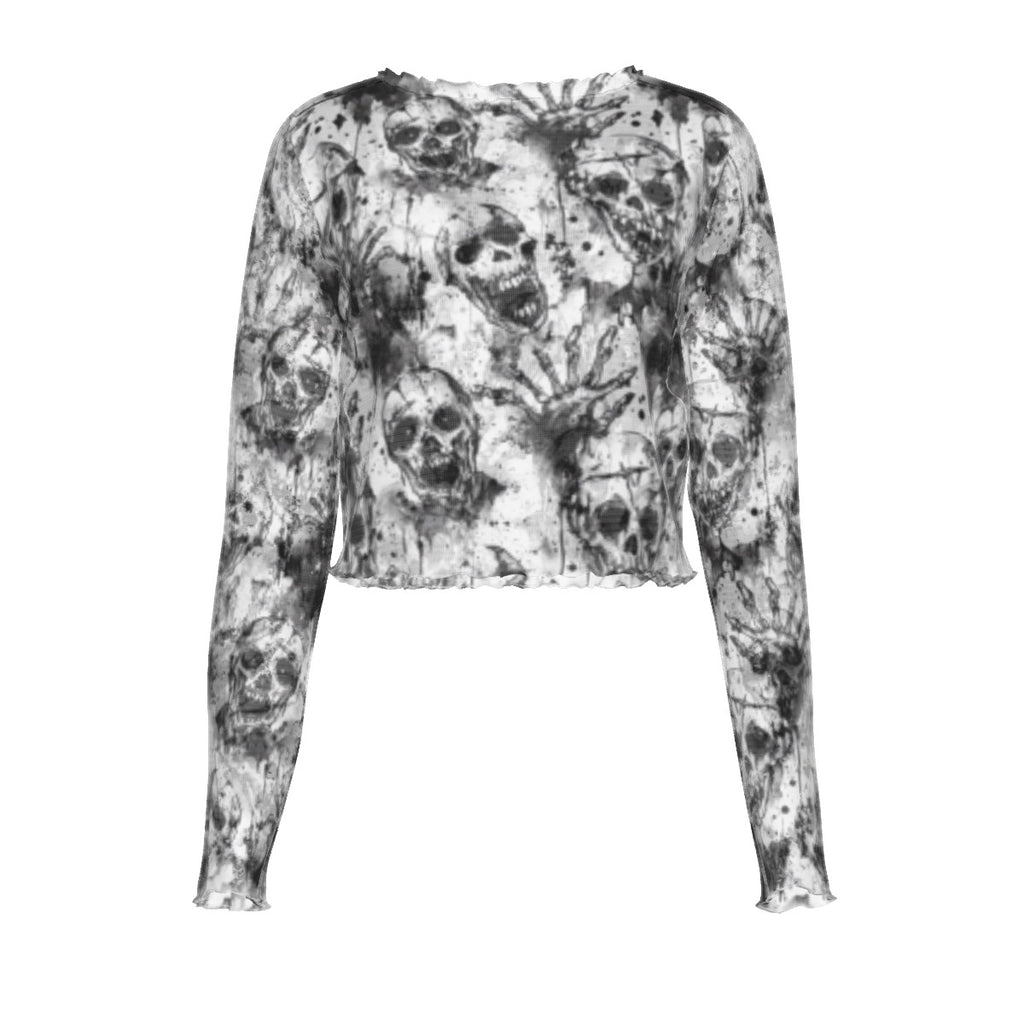 Screaming Skulls Mesh Top Long Sleeved
