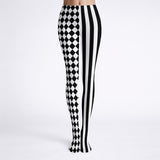 Black and White Harlequin Circus Print Tights