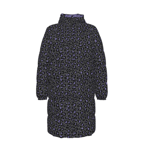 Lilac & Grey Leopard Print Winter Padded Down Coat Waterproof Unisex XS to 4XL