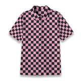 Pink and Black Checkered Cotton Womens Button Down Shirt