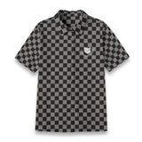Black and Grey Checkered Cotton Women's Button Down Shirt