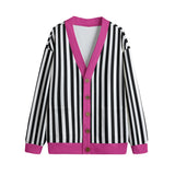 Pink with Black and White Stripes Cardigan