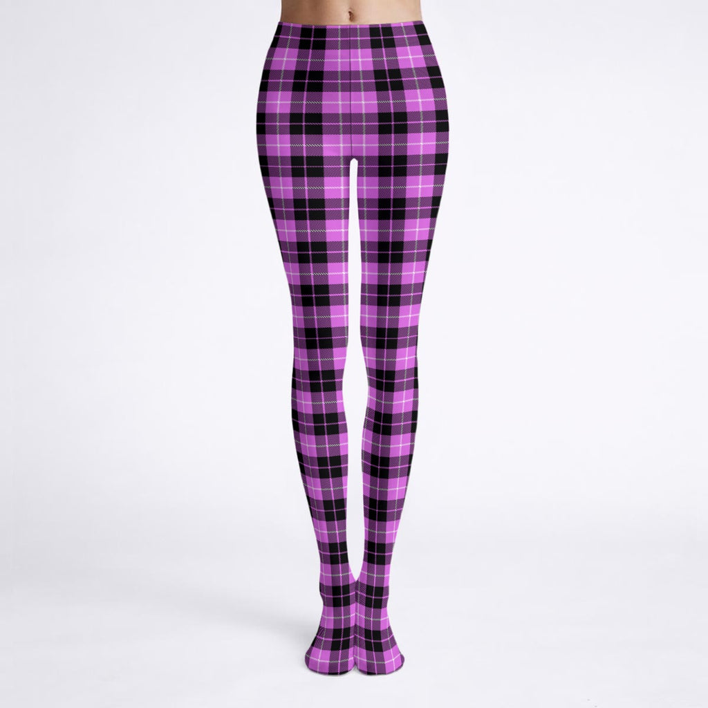 Pink Tartan Print Tights