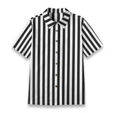 Black White Striped Cotton Women's Button Down Shirt
