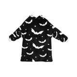 Black & White Bat Print Blanket Hoodie Adults & Kids Sizes