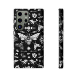 Black Celestial Witchy Moth Goth Tough Phone Case