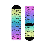 Gradient Bat Pattern Crew Socks — Colorful Gothic Halloween Socks