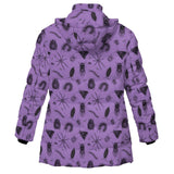 Purple Insect Print Ladies Puffer Coat
