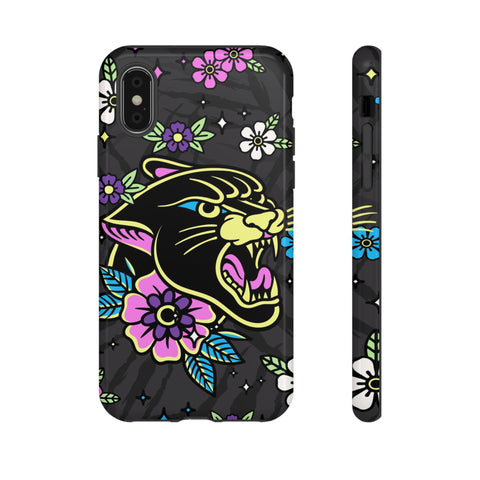 Floral Panther Print Tough Phone Case
