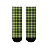 Green Black Plaid Crew Socks — Sublimated Patterned Socks