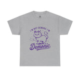 Demonic Cat Tee — "I’m Not Demure, I’m Demonic" Gothic Graphic T-Shirt