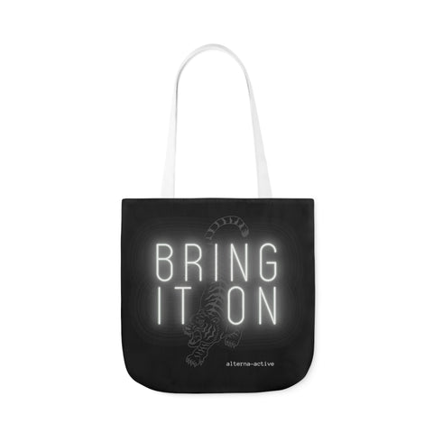 Alterna-Active Branded 'Bring It On' with Neon Tiger Stencil Tote Bag with a White Strap
