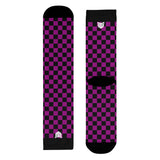 Pink Checkerboard Crew Socks — Retro Skateboard Sublimation Socks