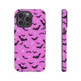Pink Spooky Bat Print Tough Phone Cases