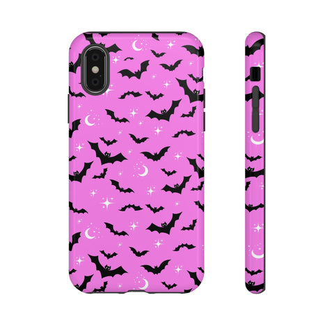 Pink Spooky Bat Print Tough Phone Cases