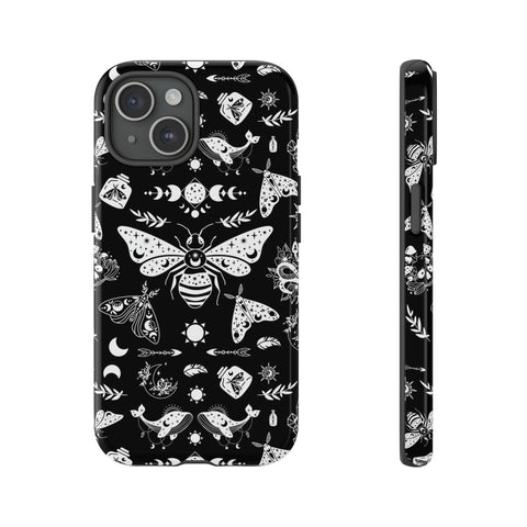 Black Celestial Witchy Moth Goth Tough Phone Case