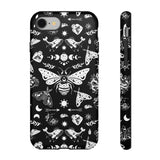 Black Celestial Witchy Moth Goth Tough Phone Case