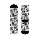 Skull Splash Sublimation Crew Socks — Grunge Black & White Gothic Crew
