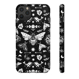 Black Celestial Witchy Moth Goth Tough Phone Case