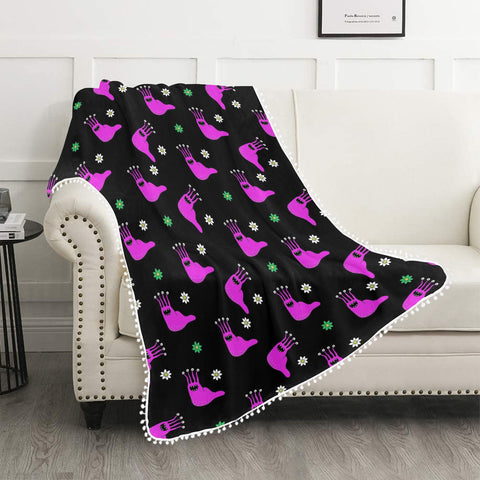 Pink Alien Slug Blanket with Pom Pom Edge Detail Different Sizes