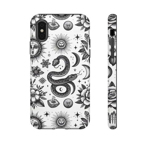 White Celestial Snake Goth Tough Phone Case