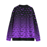 Black and purple bats cardigan with teal stars back shot